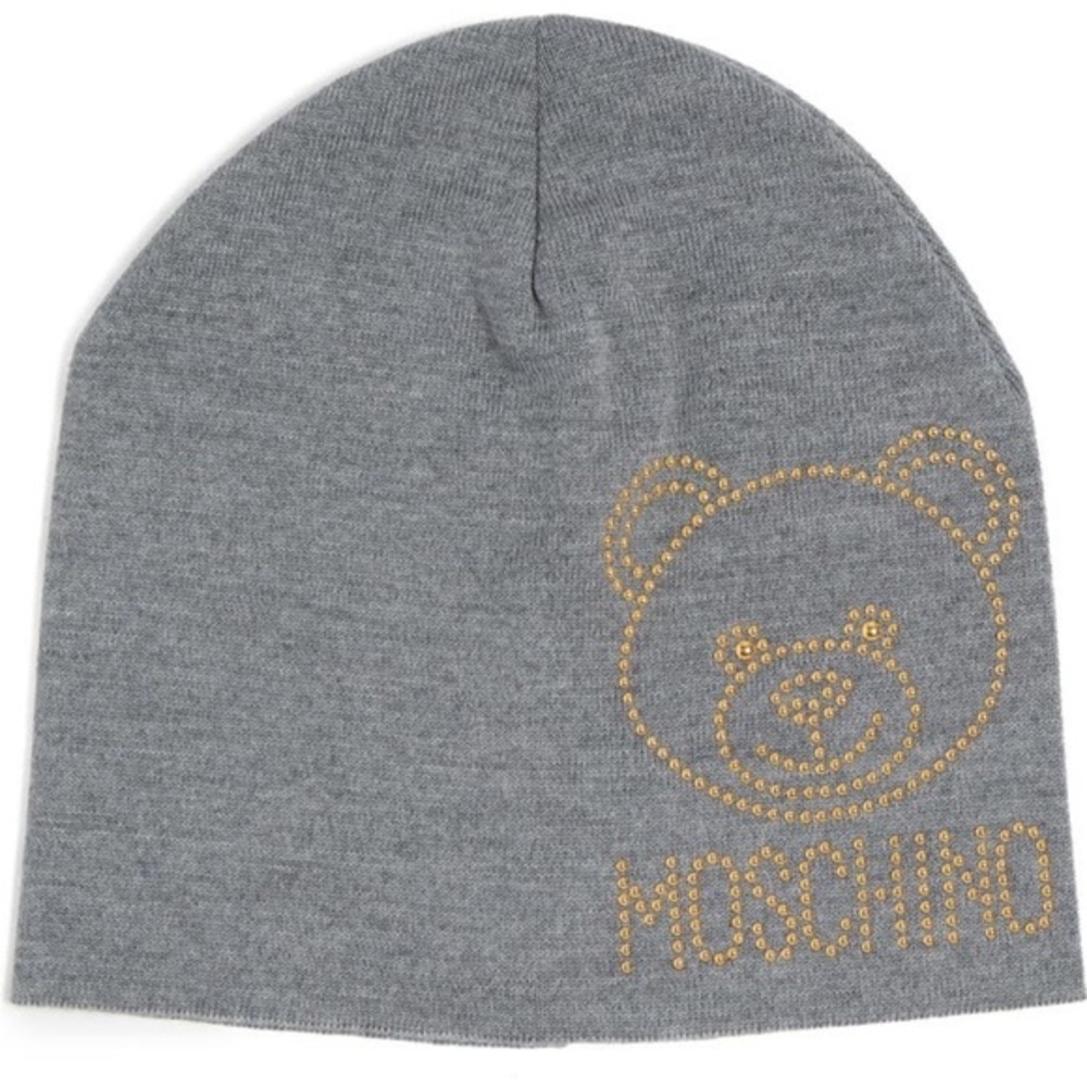 Moschino Teddy bear studded wool beanie